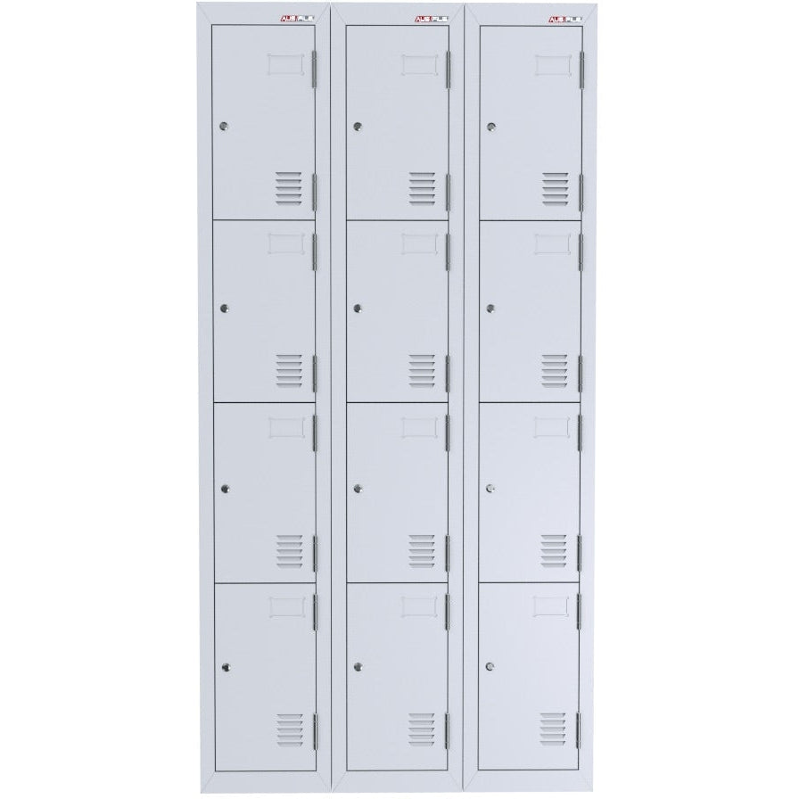 A-File 4 Tier Locker - Bank of 3 (12 Door Locker)