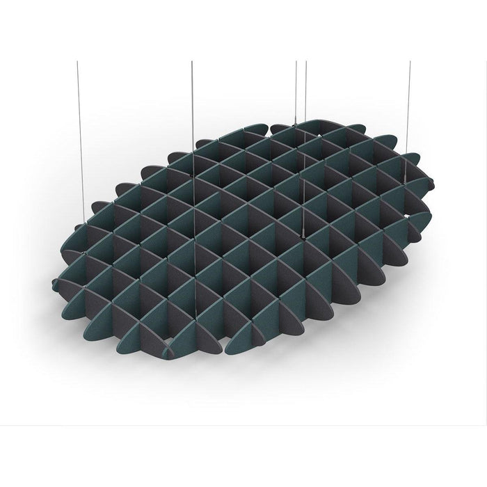 Acoustic Ceiling Sound Trap - 1200mm x 1800mm Oval - Charcoal Grey | Peacock Green
