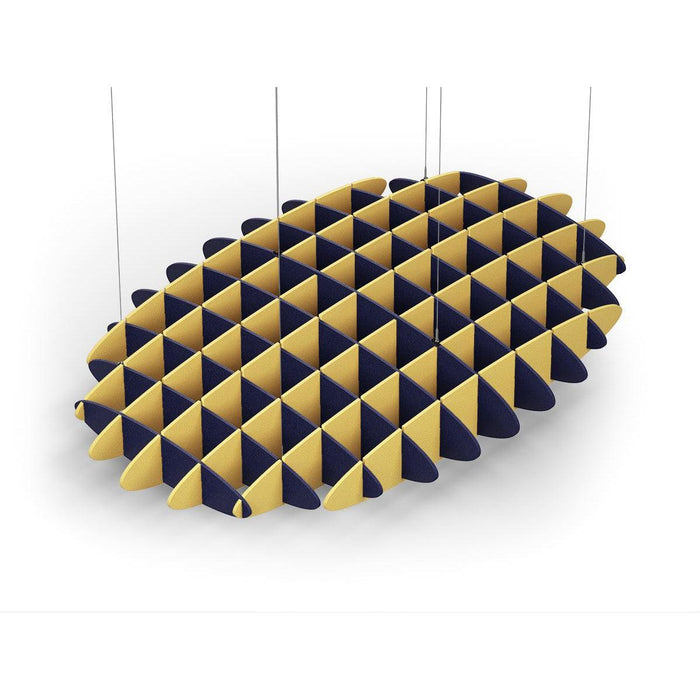 Acoustic Ceiling Sound Trap - 1200mm x 1800mm Oval - Dark Blue | Yellow