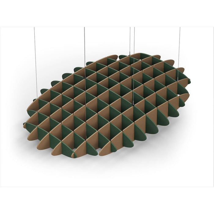 Acoustic Ceiling Sound Trap - 1200mm x 1800mm Oval - Dark Green | Brown