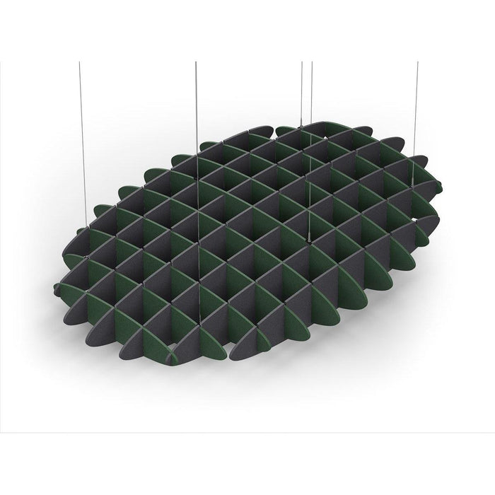 Acoustic Ceiling Sound Trap - 1200mm x 1800mm Oval - Dark Green | Charcoal Grey