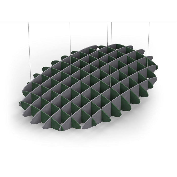 Acoustic Ceiling Sound Trap - 1200mm x 1800mm Oval - Dark Green | Grey