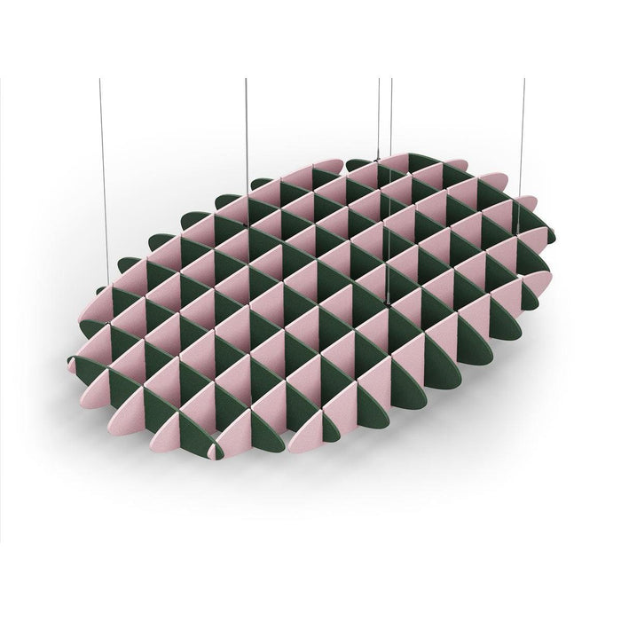Acoustic Ceiling Sound Trap - 1200mm x 1800mm Oval - Dark Green | Pink