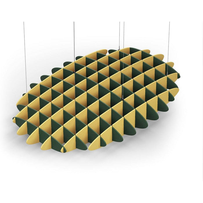 Acoustic Ceiling Sound Trap - 1200mm x 1800mm Oval - Dark Green | Yellow
