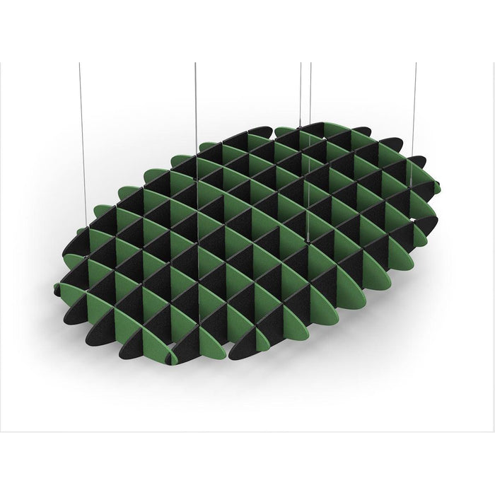 Acoustic Ceiling Sound Trap - 1200mm x 1800mm Oval - Green | Black