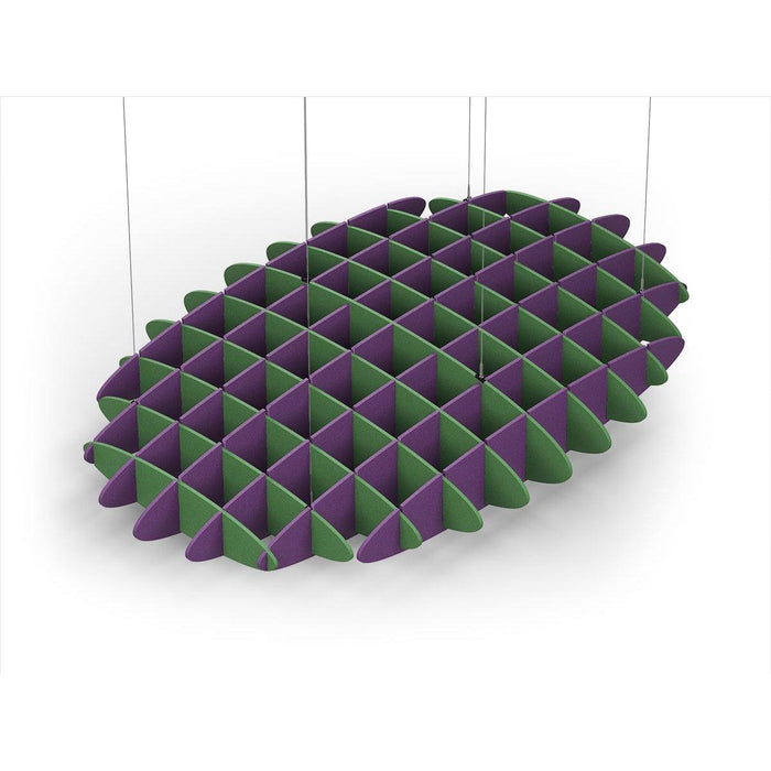 Acoustic Ceiling Sound Trap - 1200mm x 1800mm Oval - Green | Purple