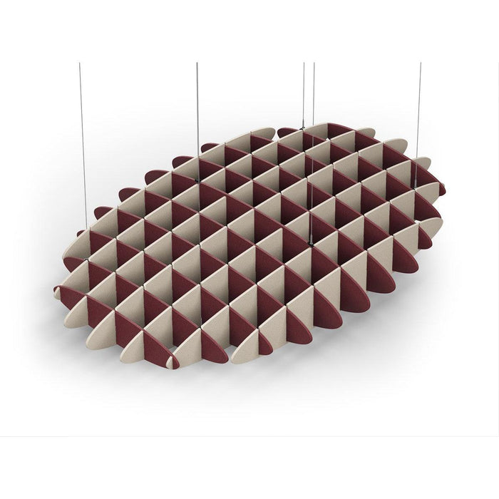 Acoustic Ceiling Sound Trap - 1200mm x 1800mm Oval - Maroon | Natural