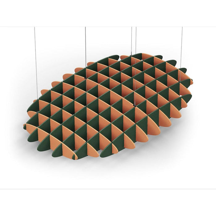 Acoustic Ceiling Sound Trap - 1200mm x 1800mm Oval - Orange | Dark Green
