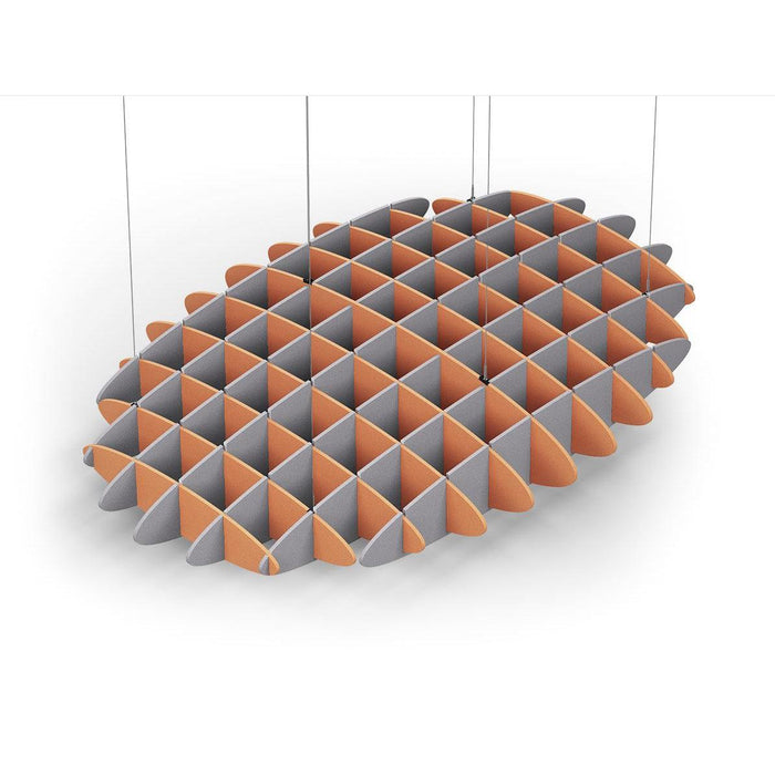 Acoustic Ceiling Sound Trap - 1200mm x 1800mm Oval - Orange | Slate Grey