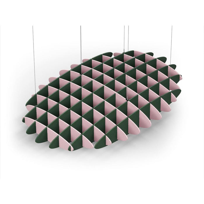 Acoustic Ceiling Sound Trap - 1200mm x 1800mm Oval - Pink | Dark Green