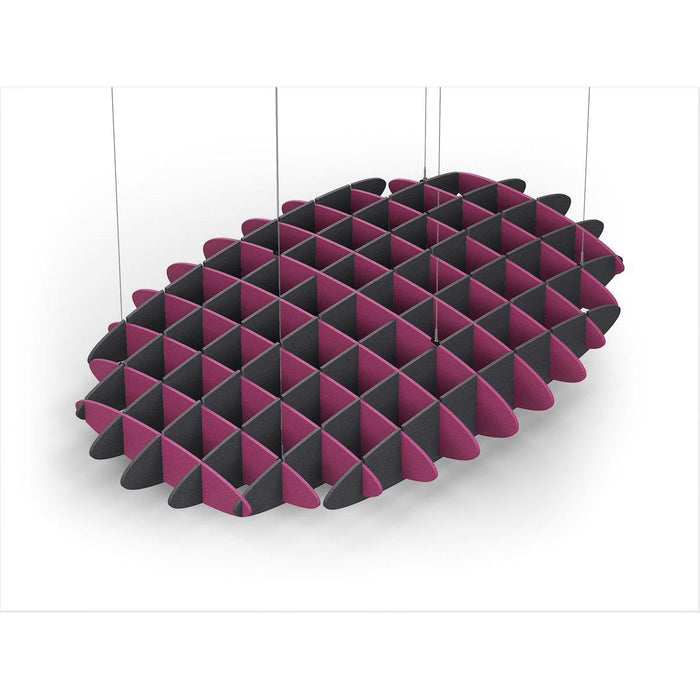 Acoustic Ceiling Sound Trap - 1200mm x 1800mm Oval - Royal Pink | Charcoal Grey