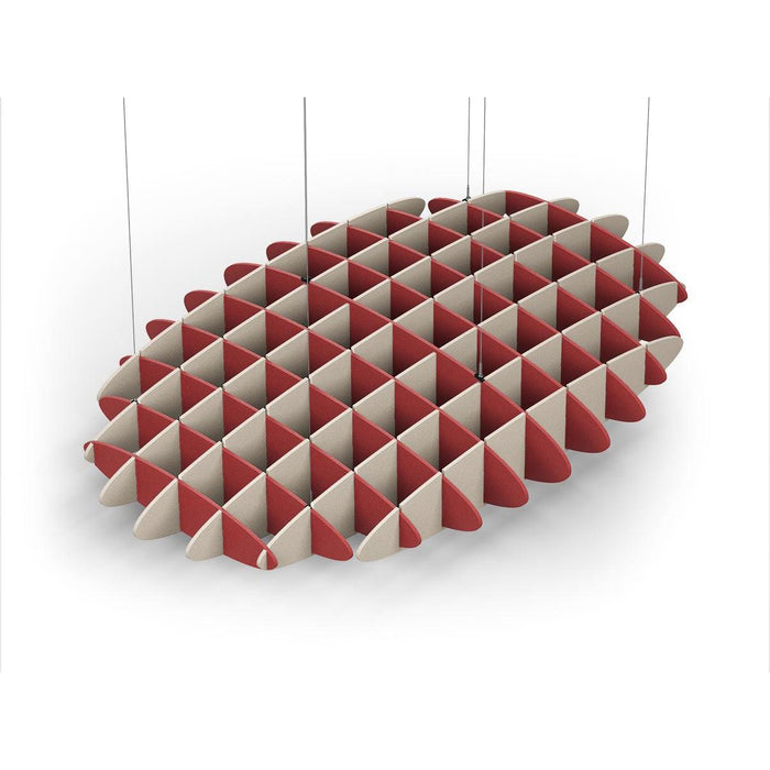 Acoustic Ceiling Sound Trap - 1200mm x 1800mm Oval - Red | Natural