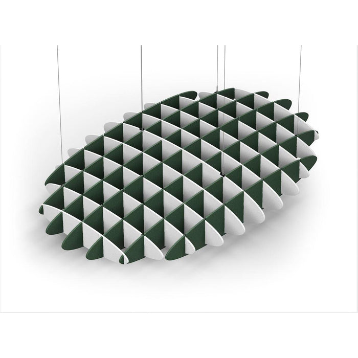 Acoustic Ceiling Sound Trap - 1200mm x 1800mm Oval - White | Dark Green