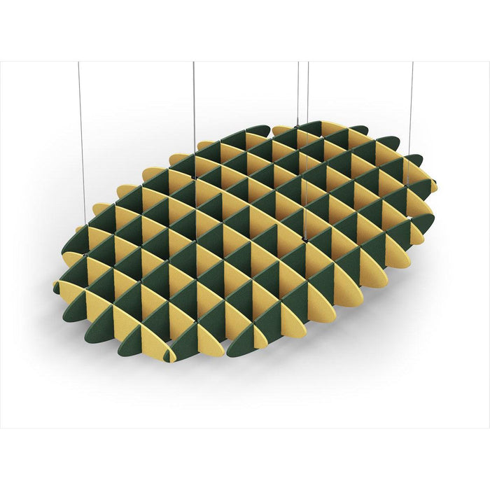 Acoustic Ceiling Sound Trap - 1200mm x 1800mm Oval - Yellow | Dark Green