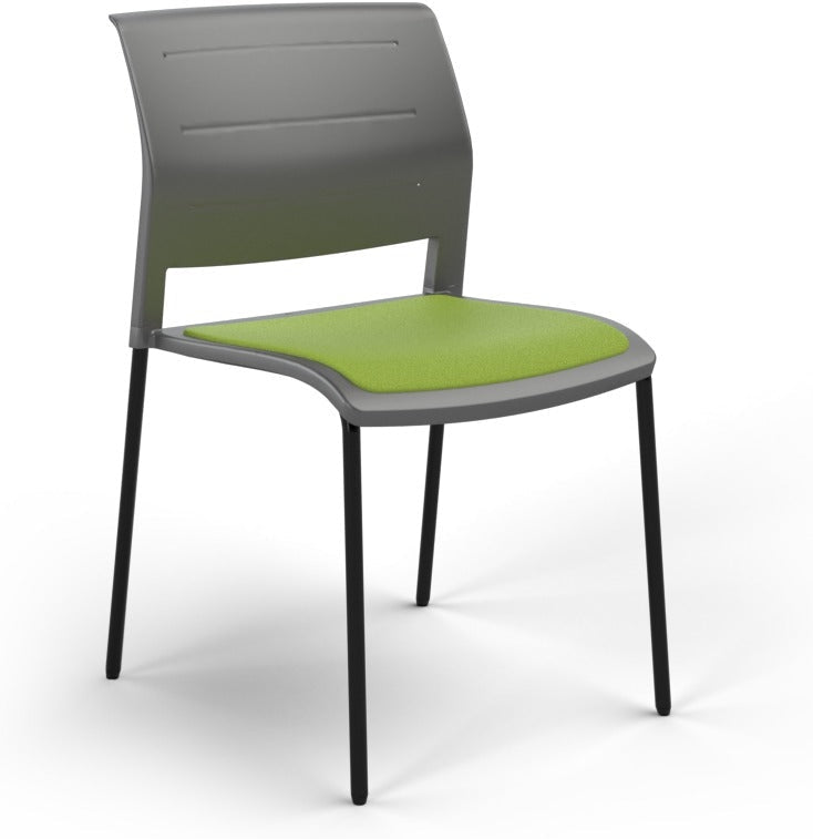 Game Chair With Upholstery - 4 Leg - Black Frame