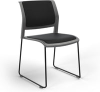 Game Chair With Upholstery - Sled Base - Black Frame