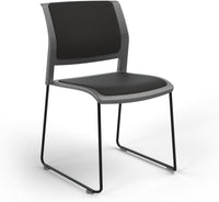 Game Chair With Upholstery - Sled Base - Black Frame