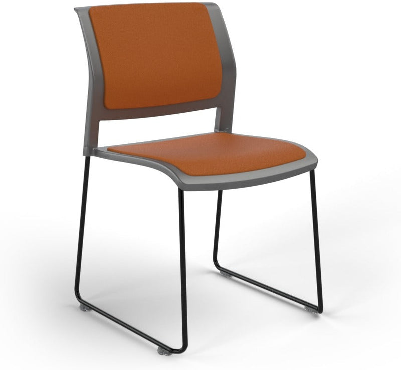 Game Chair With Upholstery - Sled Base - Black Frame