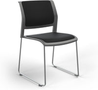 Game Chair With Upholstery - Sled Base - Chrome Frame
