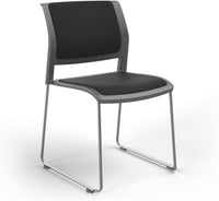 Game Chair With Upholstery - Sled Base - Chrome Frame