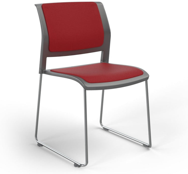 Game Chair With Upholstery - Sled Base - Chrome Frame