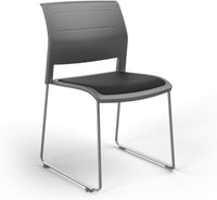 Game Chair With Upholstery - Sled Base - Chrome Frame