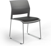 Game Chair With Upholstery - Sled Base - Chrome Frame