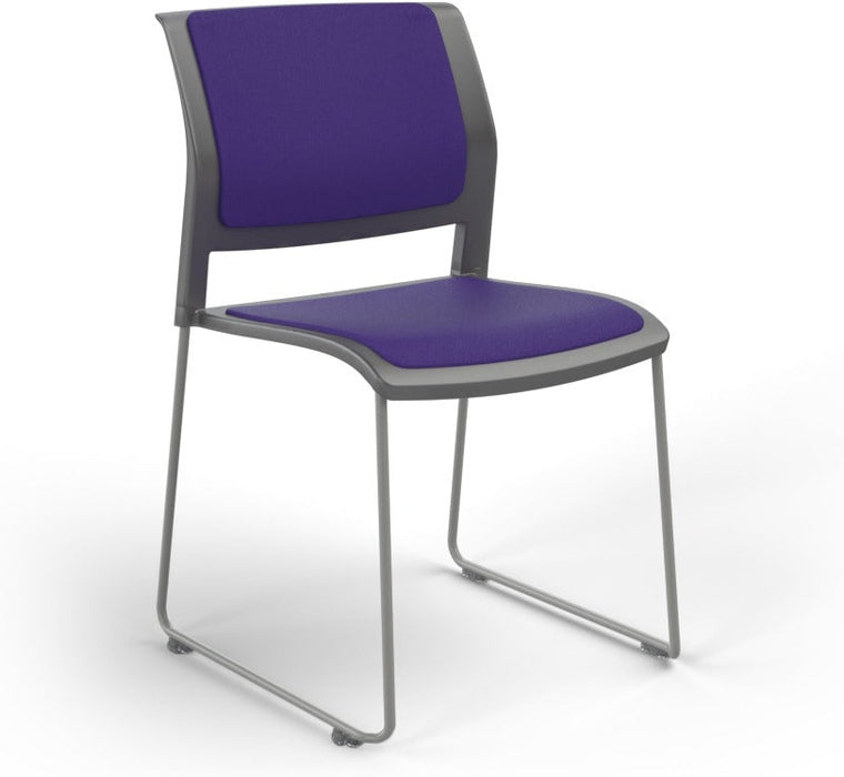 Game Chair With Upholstery - Sled Base - Silver Frame