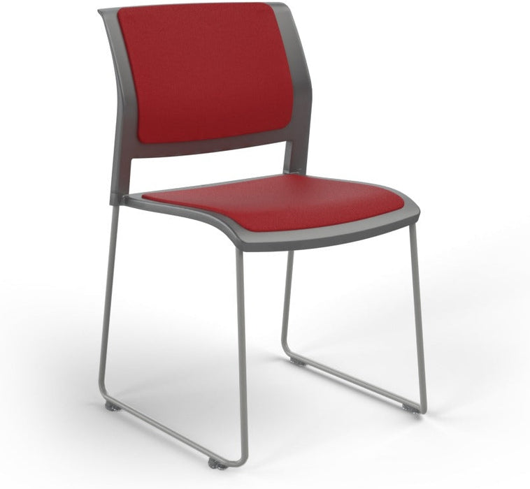 Game Chair With Upholstery - Sled Base - Silver Frame
