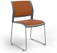 Game Chair With Upholstery - Sled Base - Silver Frame