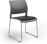 Game Chair With Upholstery - Sled Base - Silver Frame