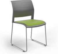 Game Chair With Upholstery - Sled Base - Silver Frame