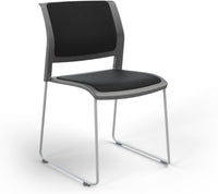 Game Chair With Upholstery - Sled Base - White Frame