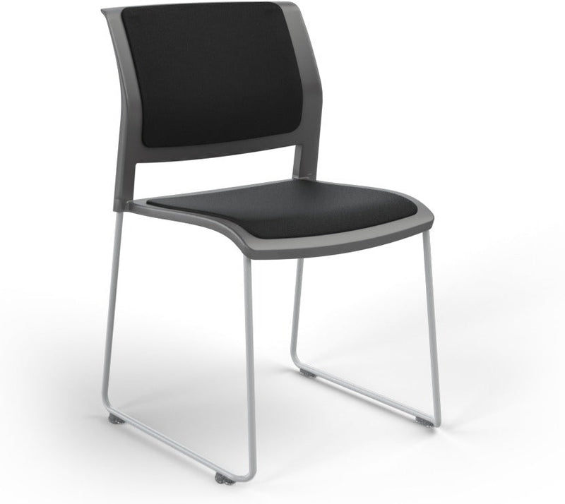 Game Chair With Upholstery - Sled Base - White Frame