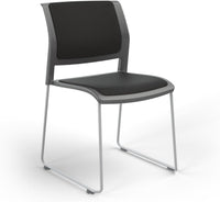 Game Chair With Upholstery - Sled Base - White Frame
