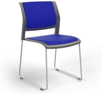 Game Chair With Upholstery - Sled Base - White Frame