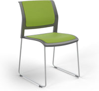 Game Chair With Upholstery - Sled Base - White Frame