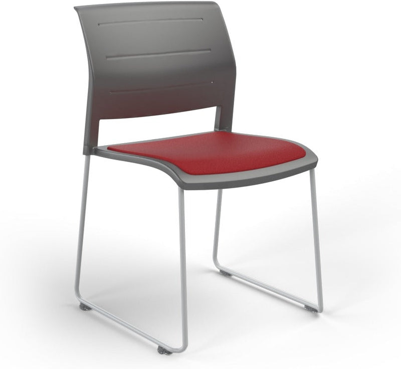 Game Chair With Upholstery - Sled Base - White Frame