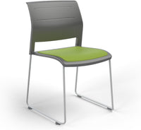 Game Chair With Upholstery - Sled Base - White Frame