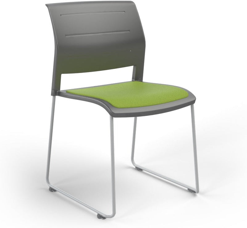 Game Chair With Upholstery - Sled Base - White Frame