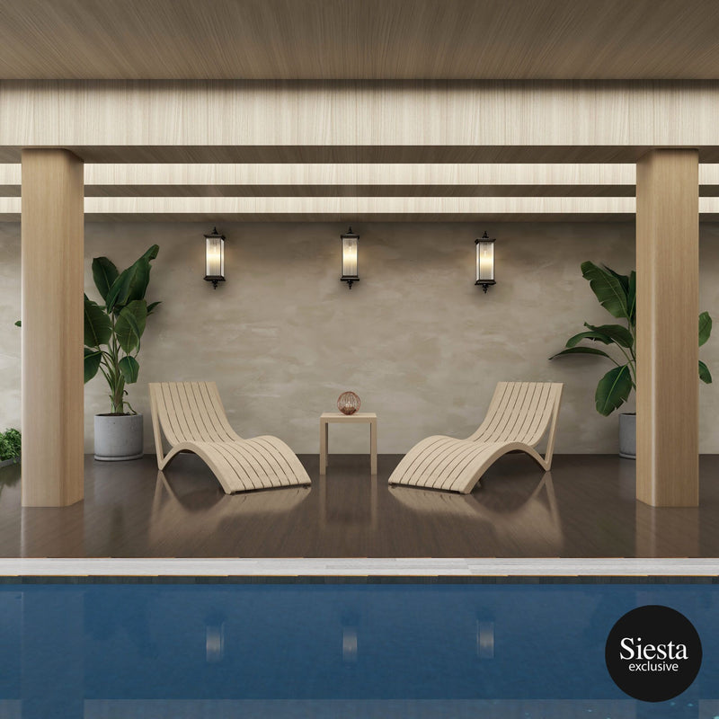 3 Piece Package Slim Sun Lounger and Ocean Side Table