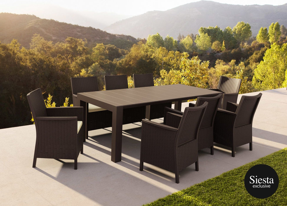 Vegas Table Outdoor 8 Seater Dining Setting with California Armchairs