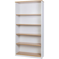 Logan Bookcase - 1800mm Height - Oak/White